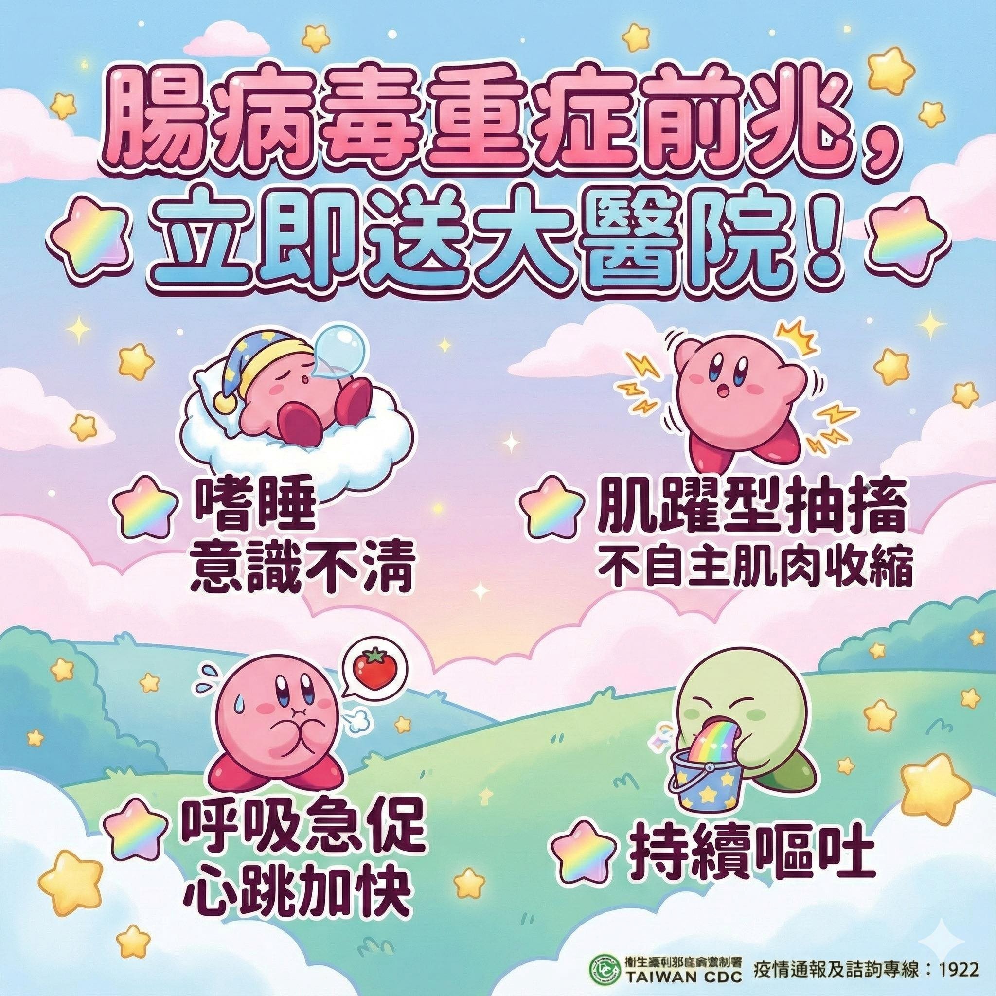 腸病毒重症 4 大前兆：嗜睡意識不清、肌躍型抽搐、呼吸急促心跳加快、持續嘔吐。出現任何 1 項請立即送大醫院。許永政醫師（晴朗親子診所）解析。